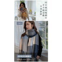FB4043 韓版冬季新款大方格流蘇仿羊絨保暖圍巾