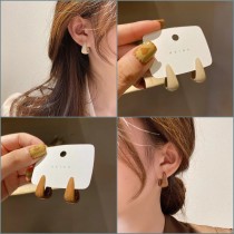 FB4176 奶茶色系法式復古s925銀針氣質耳環