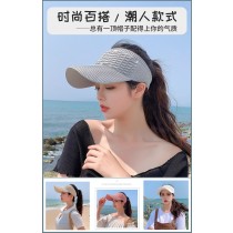 FB4224 韓版夏季戶外百搭針織緞紋空頂遮陽帽(一組2頂) 