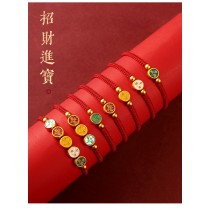 FB4898 五路財神手工編織喜氣紅繩手鍊 (附盒) / 一組3條