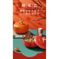 FB4889 祥瑞醒獅喜氣新年多層糖果盤